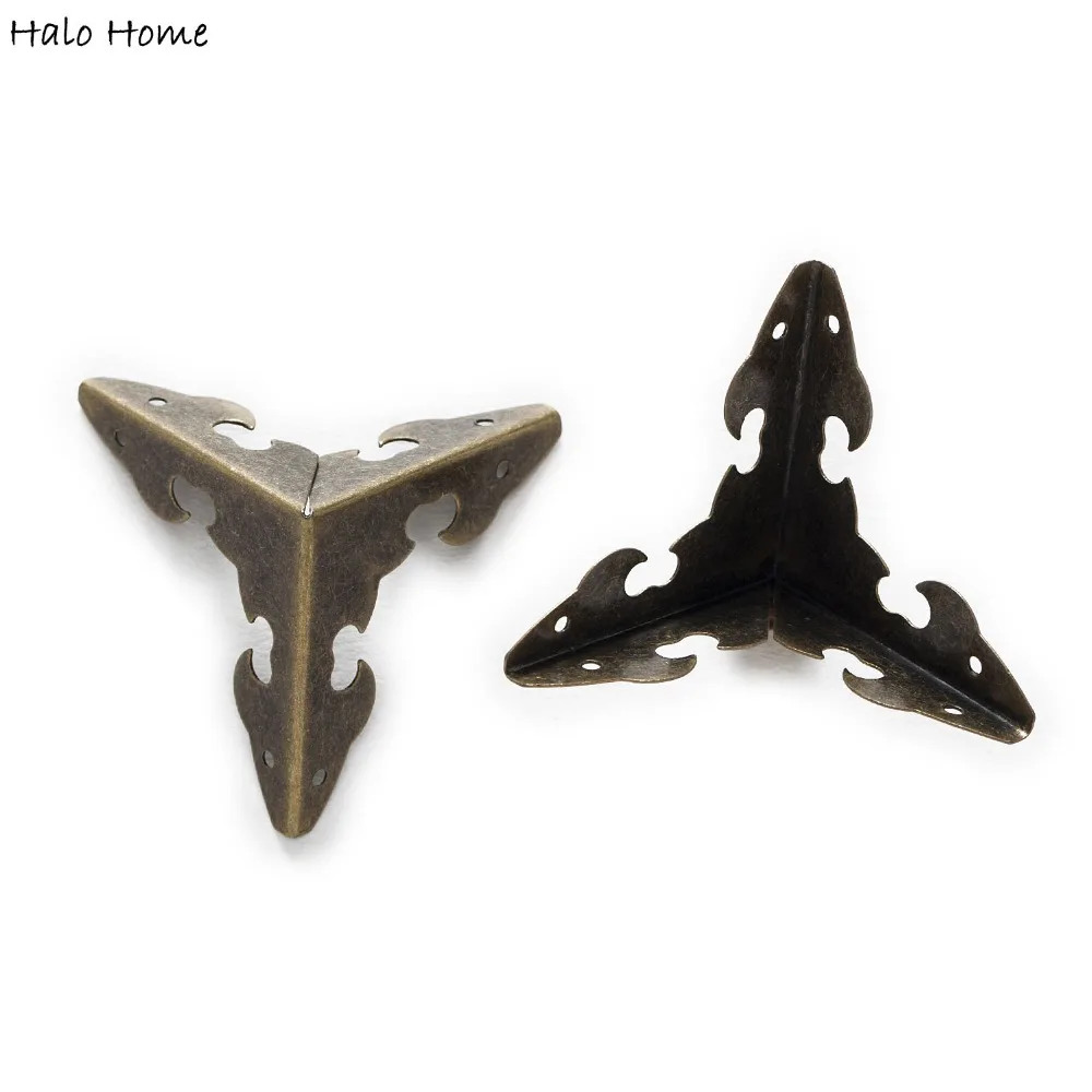 10 Piece Antique Bronze Plated Hollow Luggage Decorative Protectors Corner Wooden Case Decorative Table Box Bags 41x30mm