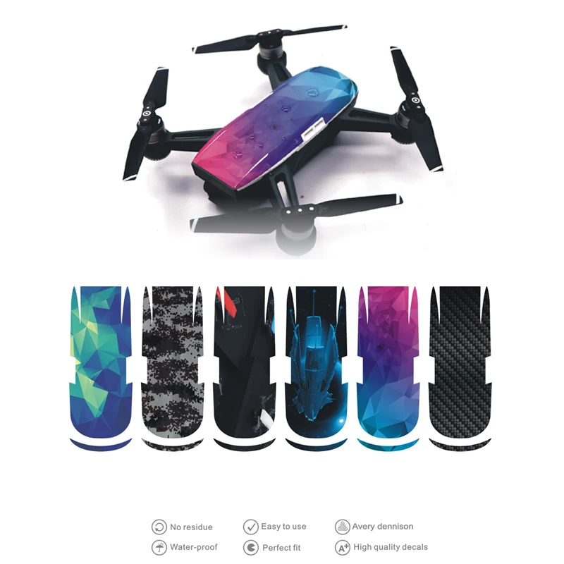 6 шт. DJI Spark Drone ПВХ Водонепроницаемый Для тела Наклейки углерода Волокно