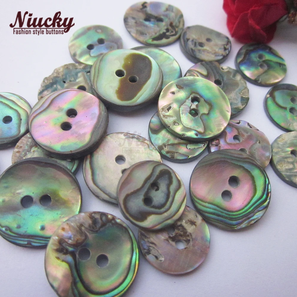 

Niucky 15mm /12.5mm 2 holes Natural dark abalone shell button for sewing High quality natural shell sewing supplies S0101-053#15