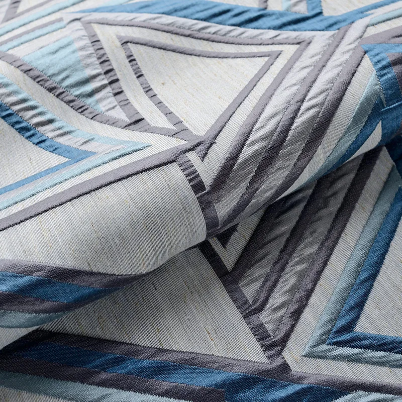 

Modern Simple Geometric Wind Thickened Cotton and Hemp Curtain High Precision Jacquard Curtains for living room and bedroom
