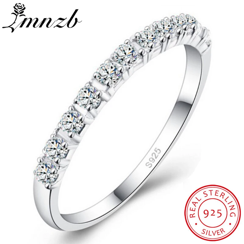 

LMNZB 100% Original 925 Solid Silver Rings Simple Geometric Round Single Stackable Finger Rings For Women Fashion Jewelry LR086
