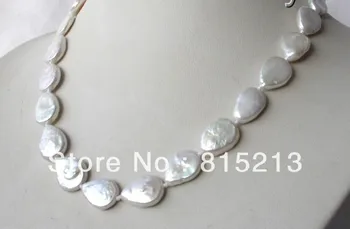 

N329 big 16mm baroque white freshwater cultured pearl necklace % Discount AAA