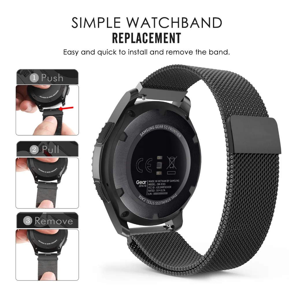 HOCO Миланская петля с магнитным замком для часов samsung gear S3 Classic/Frontier Galaxy Watch 46 мм, Смарт-часы, ремешок на запястье