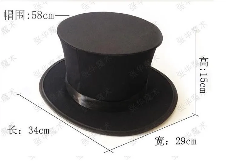 Складной Top Hat-черный волна-фокус, этап магический реквизит, комедии, карты, крупным планом, ментализм Magia Игрушечные лошадки шутка классический гаджет