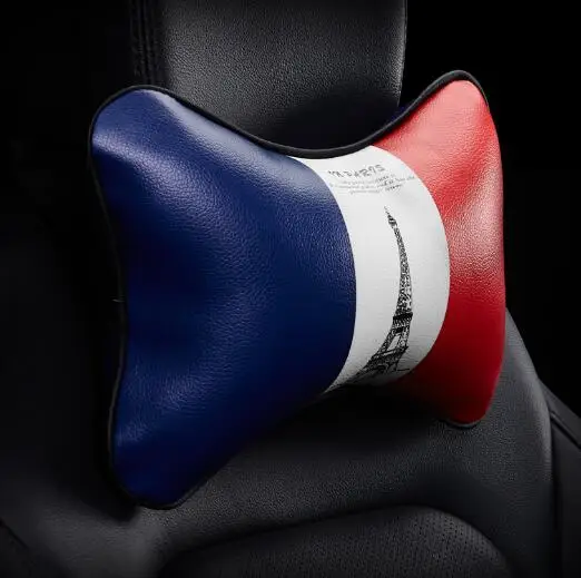 

2019 New Car Headrest Support Custom Creative Rice Flag Pp Cotton Car Neck Pillow Leather Neck Pillow For Bmw Mini