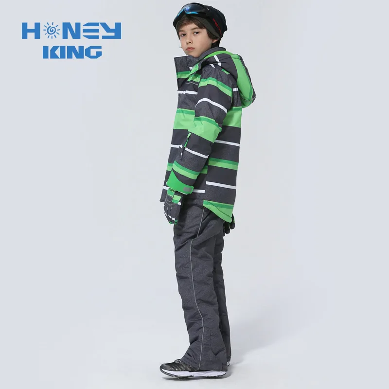 جديد عالية الجودة الاطفال بدلة تزلج الأطفال الدافئة يندبروف للماء مخطط الفتيان على الجليد السترات و السراويل حجم 98-164 سنتيمتر