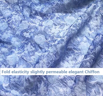 

Pleated Chiffon dew blue cherry blossom pleat elasticity slightly permeable elegant chiffon fabric ancient Chinese dress long sk
