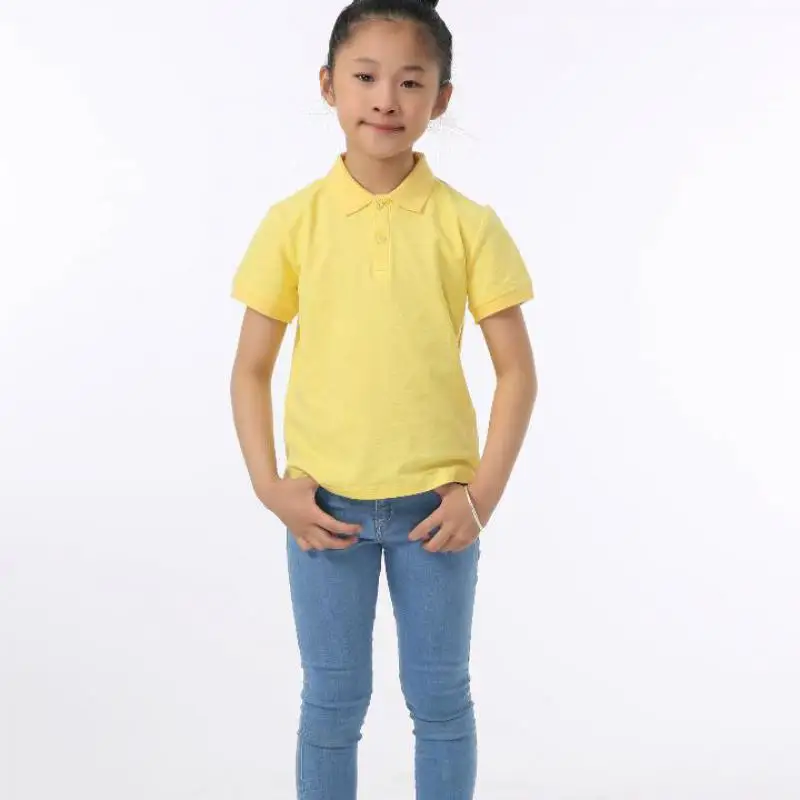 

2018 foreign trade children's clothing summer short-sleeved T-shirt in the big boy boys and girls lapel T-shirt beads to cotton