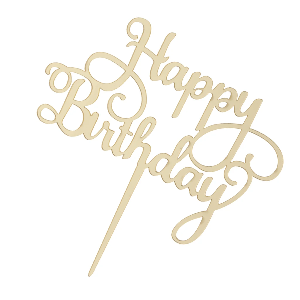 Happy Birthday Cake Topper Acrylic Cake Centerpieces for Birthday Party Baby Shower Decoration - Black/Gold