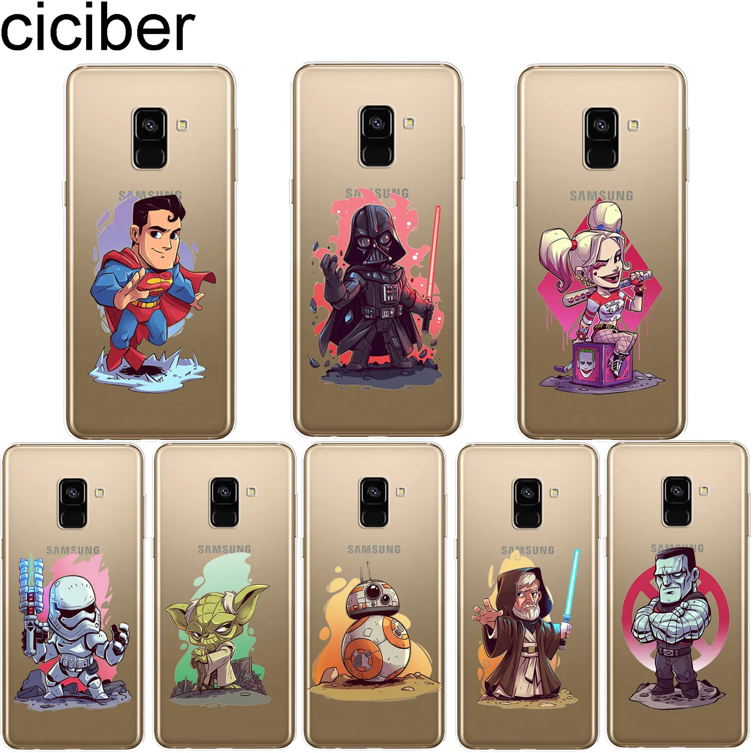 

ciciber for Samsung A7 2018 Phone Case for Galaxy A5 A6 A8 A9 A3 2018 2017 2016 A6S Plus Star Cover Soft TPU Coque Star Wars BB8