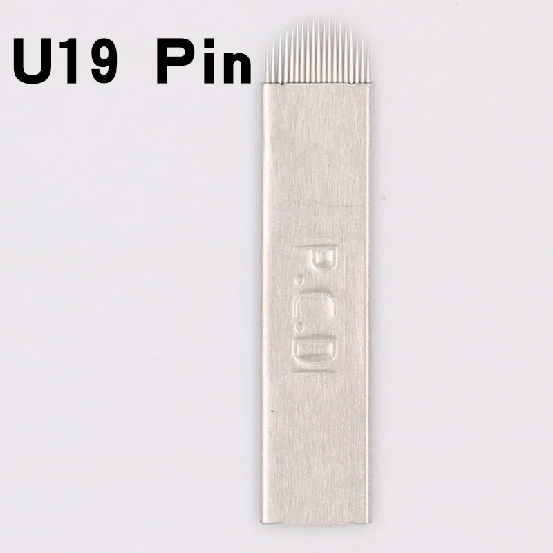50 шт. Pcd 19 Pin u-образная игла микроблейдинг u-жесткие лезвия карандаш для бровей