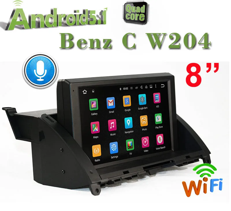 Best 8" Android 7.1 Car Multimedia Player for Mercedes Benz C Class W204 2007-2011 with GPS Navigation DVD USB AUX SD WiFi 3G 4Core 4