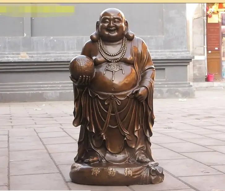 

80CM Huge china bronze Wealth plutus Maitreya Buddha statue Fortuna Ju Bao