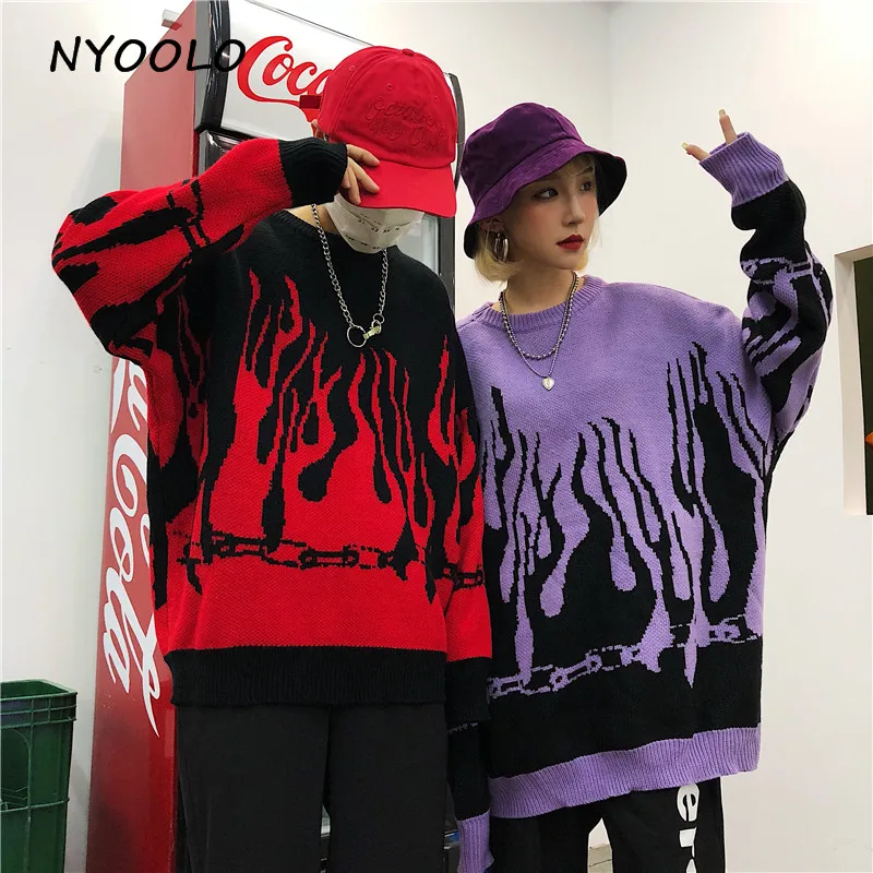 NYOOLO осенне-зимние свитера в стиле хип-хоп Харадзюку, свободные пуловеры с рукавами «летучая мышь», вязаные свитера, женская и мужская одежда, топы