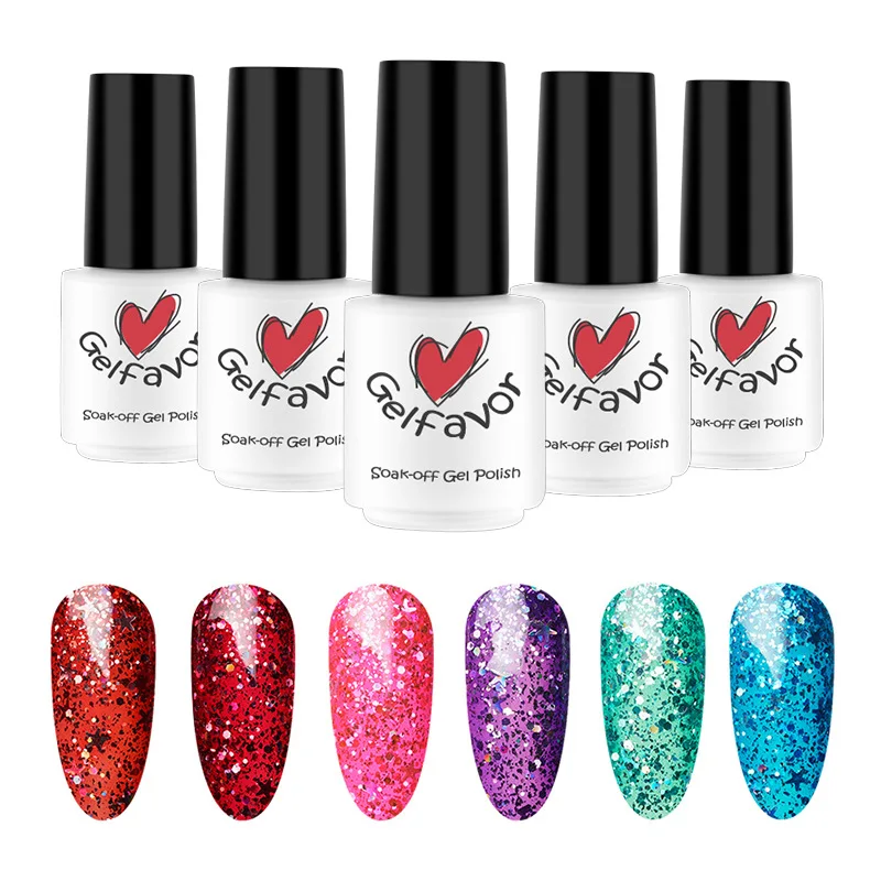 

Gelfavor 1PC 7ml Star Moon Series Shinning Nail polish Gel Nail Polish Nail Art UV LED Soak-Off Glitter Nail Gel Polish TSLM1