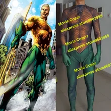 Movie Coser High Quality Custom Made Newest Hero Aquaman Suit Spandex Aquaman Suit Zentai Hero Aquaman Costume