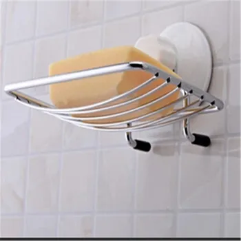 

New Stainless steel Strong Suction Wall Soap Box Bathroom Soap Shower Soap Dish Support Plate Kitchen drain soap dish