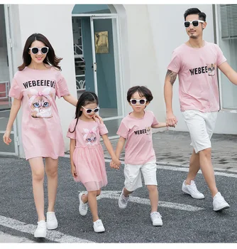 

Family Matching Clothes Mother Daughter Dresses Son Outfits Cotton Casual Short-sleeve T-shirt Family Look Father Son Baby Cloth