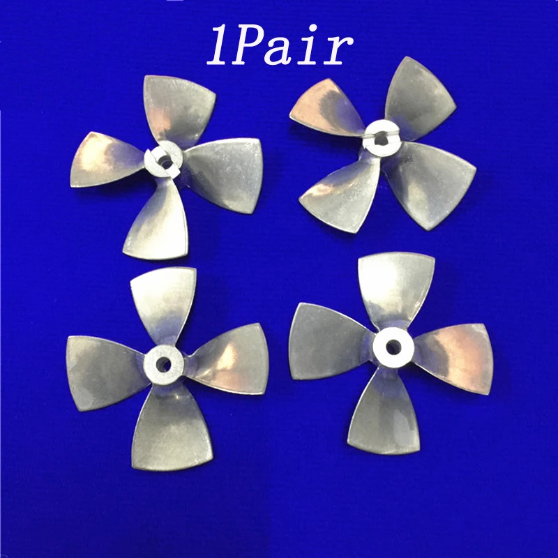 

1Pair Marine Zinc Alloy 4 bladed Propeller Aperture 4mm Dia 55mm Paddle CW/CCW Prop Spare Parts for RC Simulation Nautical Boat