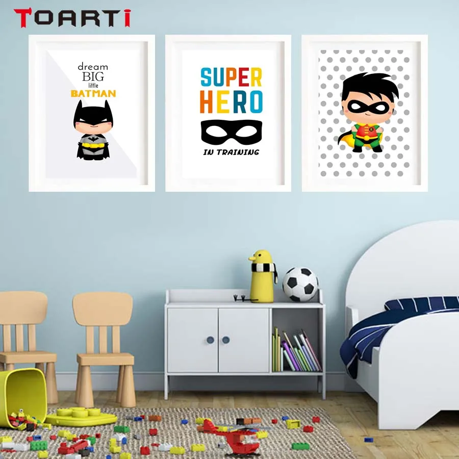 

Cartoon Super Hero Batman Modern Wall Art Canvas Painting Posters And Prints Wall Pictures For Children's Room Painting Decor