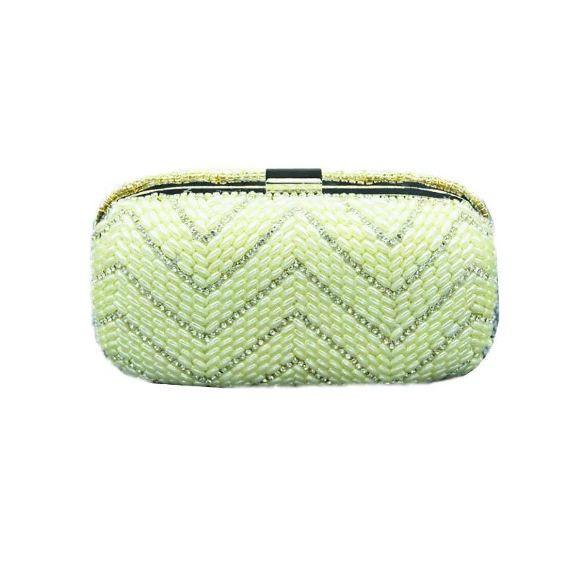 

Full Pearl Beaded Dinner Banquet Package Handbag Evening Crystal Women Wallet Female Party Hand Bags Striped Bolso Borsa New Hot