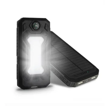 

Universal Ultra Thin 20000mAh Portable Solar Power Bank with LED Light External Phone Charging Battery With Compass Powerbank