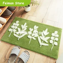 Высококачественный плюшевый Зеленый Напольный коврик с листьями входная дверь крыльцо спальня ванная комната нескользящий коврик Добро пожаловать напольные коврики кухонные ковры