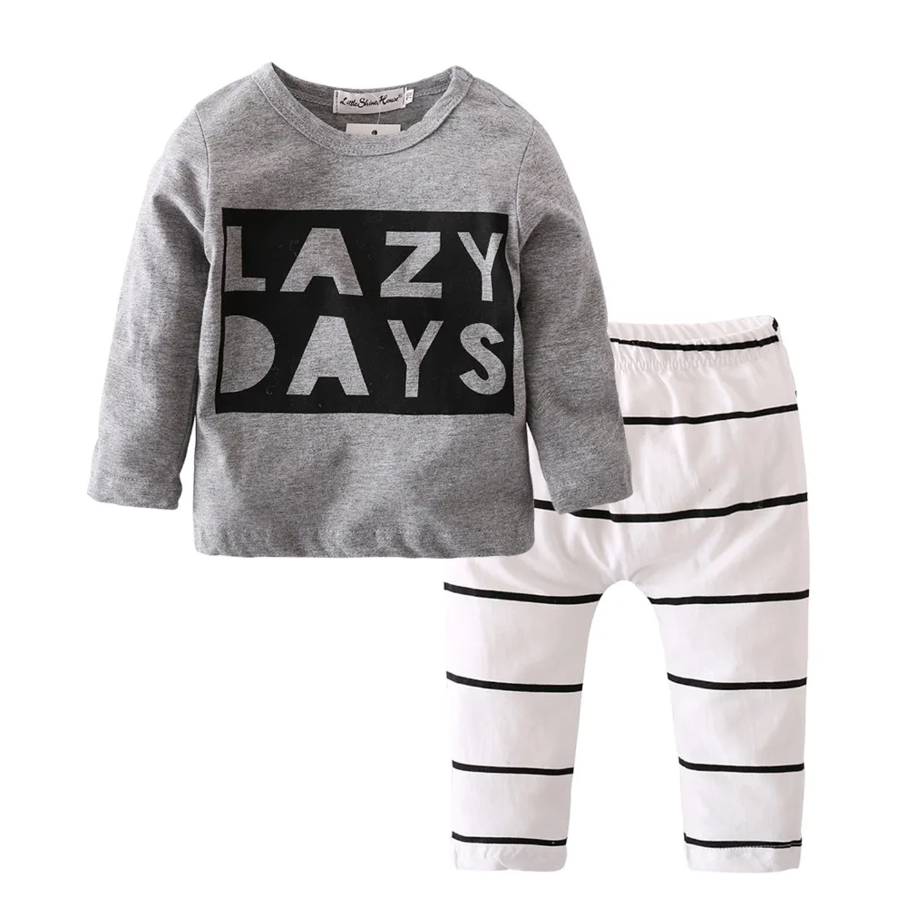 

2018 Autumn Baby Boy Clothes Baby Clothing Set Fashion Cotton Long-sleeved Letter T-shirt+Pants Newborn Baby Girl Clothing Set