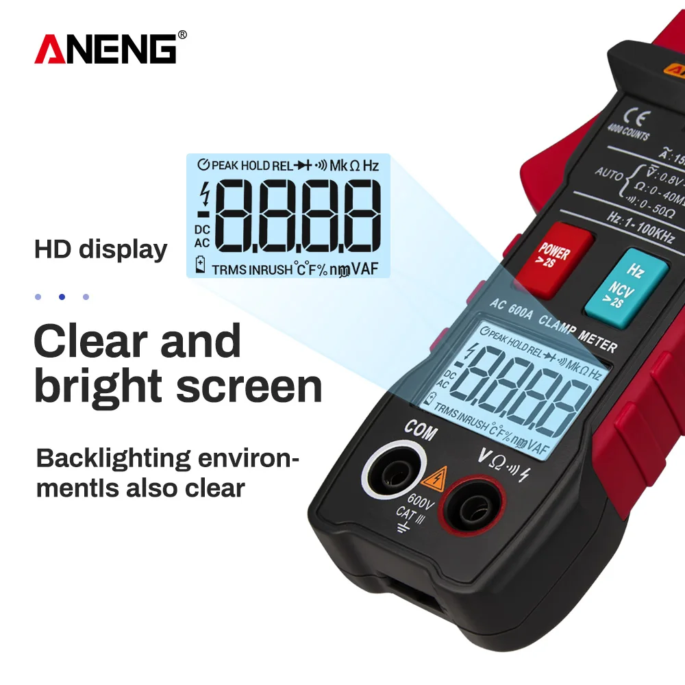 ANENG ST203 Digital Clamp Meter Multimeter 4000counts True RMS Mini Amp DC/AC Clamp Meters voltmeter 400v Automatic Range
