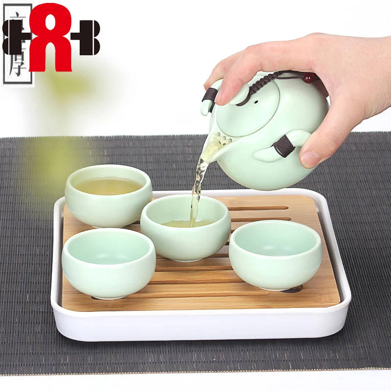 

Travel tea set with tray,Gift ceramic tea,crockery chinese ceramic teapot kettle tea cup for puer tea pot set porcelain