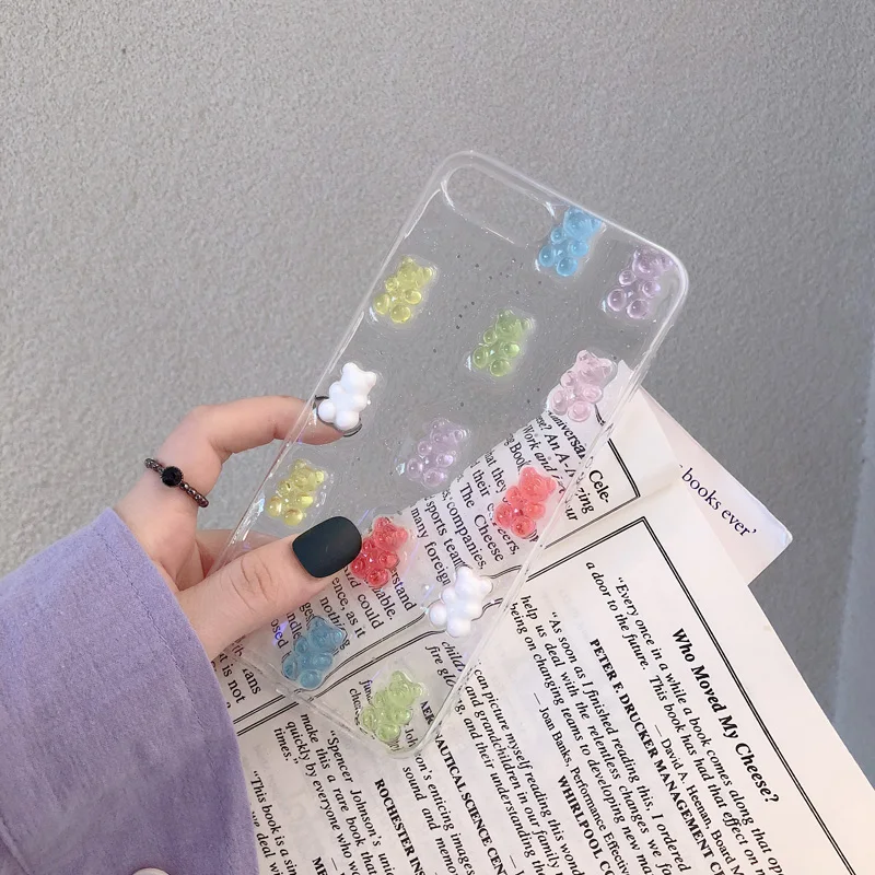 Для iPhone x чехол милый 3D Gummy Bear карамельный цвет мягкий чехол s для iPhone X 6 6S 7 8 Plus XS Max XR блестящий чехол из ТПУ женский чехол