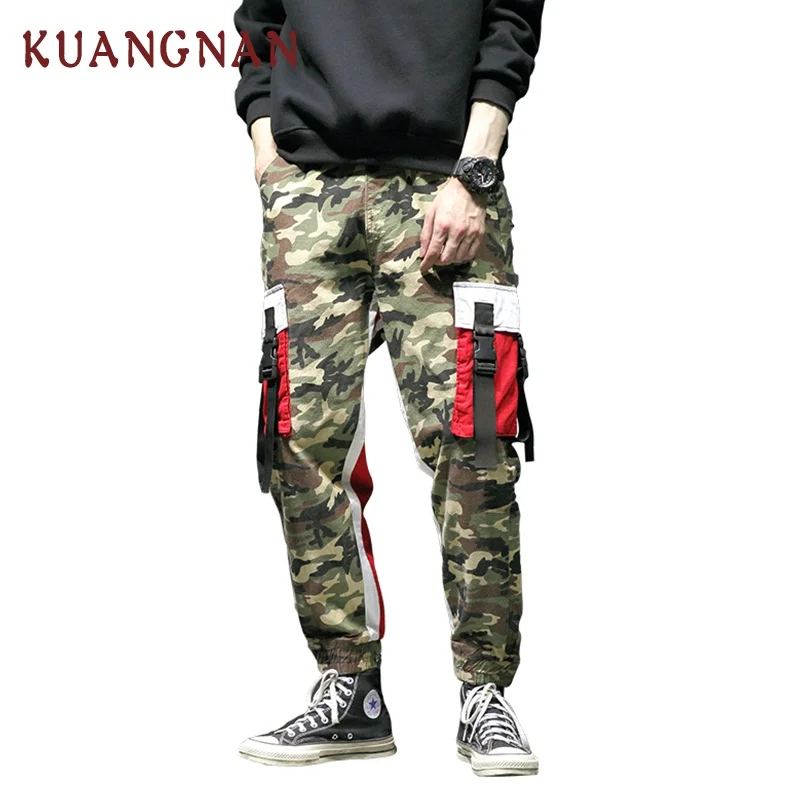 KUANGNAN камуфляжные штаны-карго Мужские 5XL японские уличные Джоггеры мужские Брюки камуфляжные хип-хоп брюки Мужские штаны Весна Новые