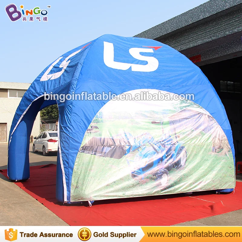  High quality full printed 6m dia Inflatable spider Tent customized 5 columns blue blow up tent for 