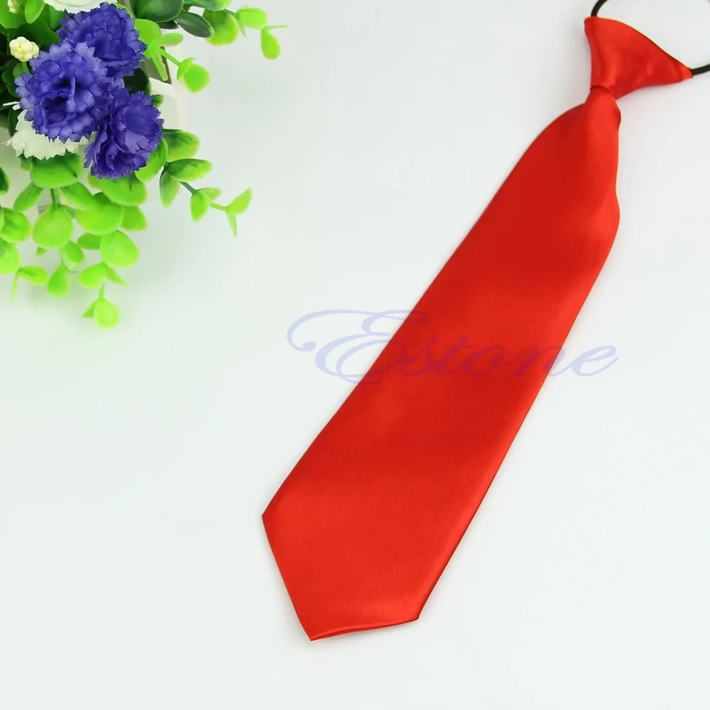 Kids Children Boys Girls Wedding Solid Neckties Plain Pretied Tie 18 Colors New Arrive - Цвет: R