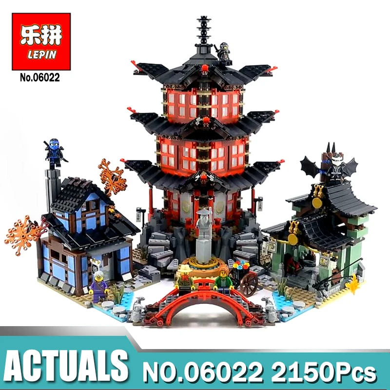 

New Lepin 06022 Ninja Temple of Airjitzu Jay Kai Cole 2150Pcs Building Block Compatible legoinglys 70751 Bricks Toys Gifts