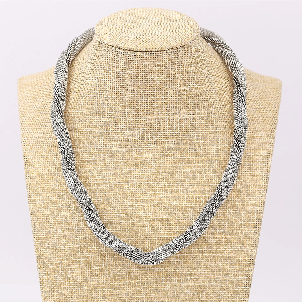 

2019Hot silver necklace Mesh chain necklace jewelry for women twist chain collar choker Jewelry neck for all party free shipping
