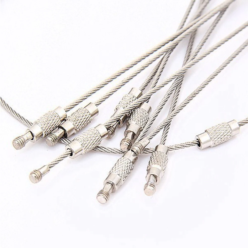 

5/10/15Pcs Hot EDC Keychain Stainless Steel Carabiner Key Holder Outdoor Tools Wire Keyrings Cable Rope Screw Locking Key Chain