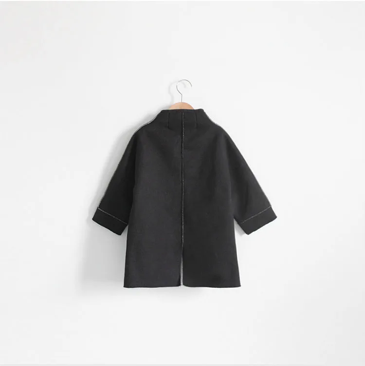black fleece long girls coats for kids winter 2017 cotton jackets baby big girl tops clothing children mandarin collar coat girl (6)