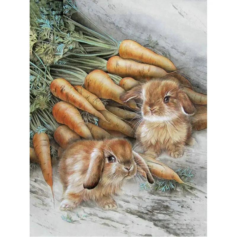 

Diamond Painting Cross Stitch picture animal Full Diamond Embroidery Mosaic Rabbit carrot Handicrafts diamond arts stickers
