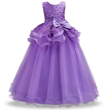 Платье для девочек наивысшего качества; одежда для выступлений для подростков; длинное многослойное платье с цветочным узором для девочек; вечерние торжественные платья для девочек