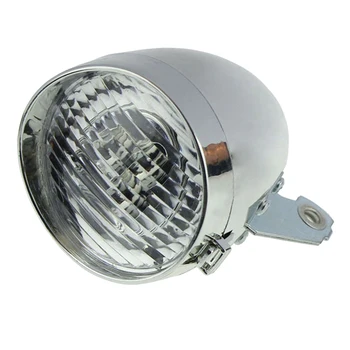 

Retro Bicycle Bike Accessory Front Light Bracket Vintage 3LED Headlight (Silver)
