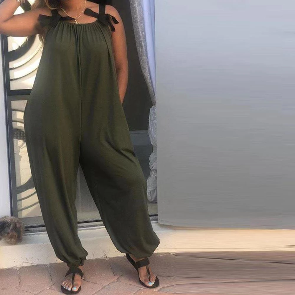 fashion casual loose solid color jumpsuits