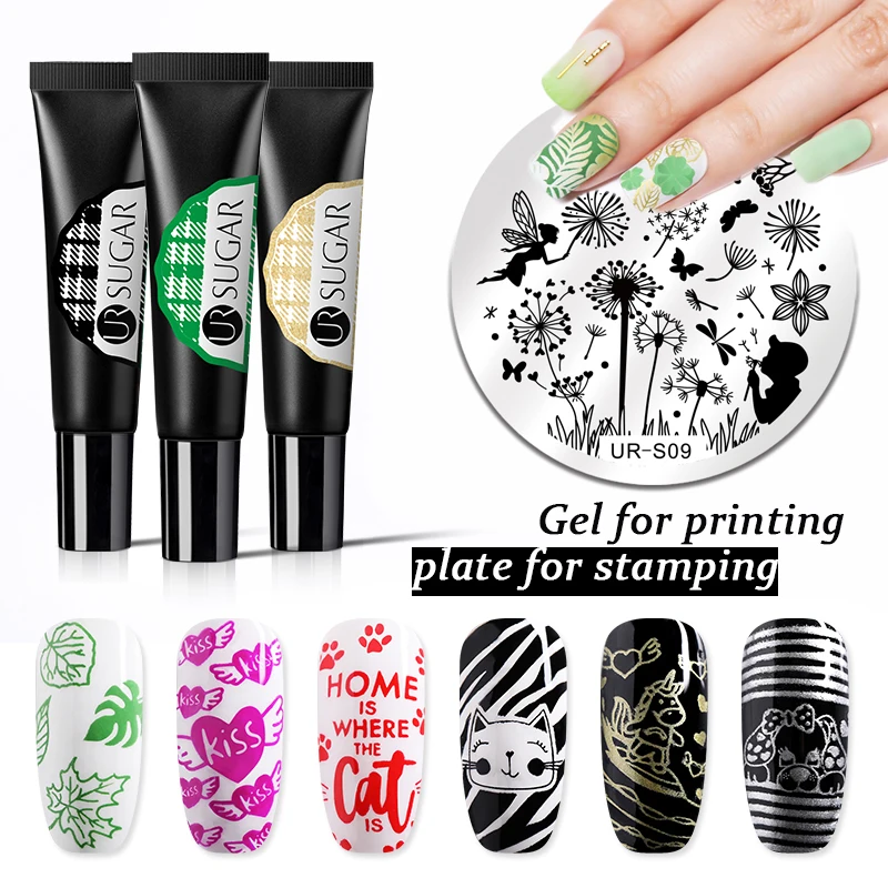 

UR SUGAR 8ml Gold Silver Stamping Gel Nail Polish Soak Off Nail Gel Paint for Stamping Long Lasting Manicure for Nails Design