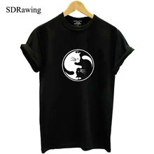 Yin Yang Cat Lovers футболка с графическим рисунком футболки женские топы летние хипстерские модные футболки Harajuku панк одежда Прямая поставка