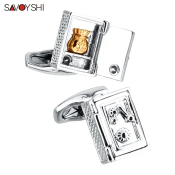 

SAVOYSHI Newest Shirt Cufflinks for Mens Party Gift Safe box Model Cuff links High Quality Fashion Men Jewelry Free Custom Name