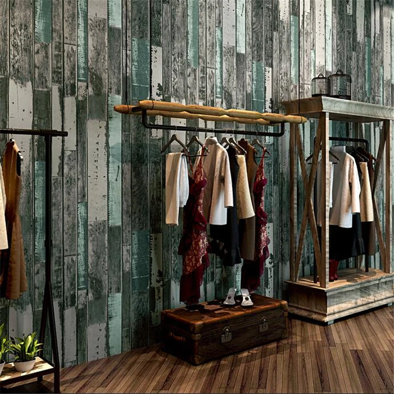 

beibehang Retro nostalgic imitation wood grain wallpaper bar restaurant industrial wind hairdressing clothing store wallpaper