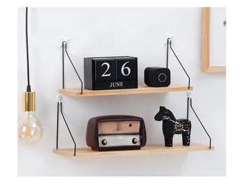 

1PC Nordic Simple Iron Wooden Decorative Wall Shelf Wood Wall Holder Rack Home Decoration Organizer Craft Storage Tool JL 206