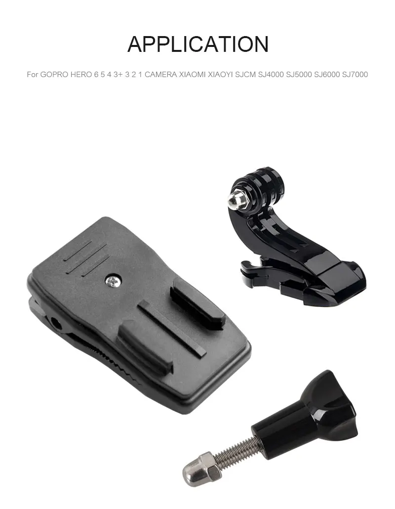 360 Degree Rotation Clip Backpack Hat Clip Clamp With J Hook Mount for Gopro Hero 6 5 4 3+ 3 2 1 SJCAM SJ4000 Xiaomi Yi Sports Action Camera (4)