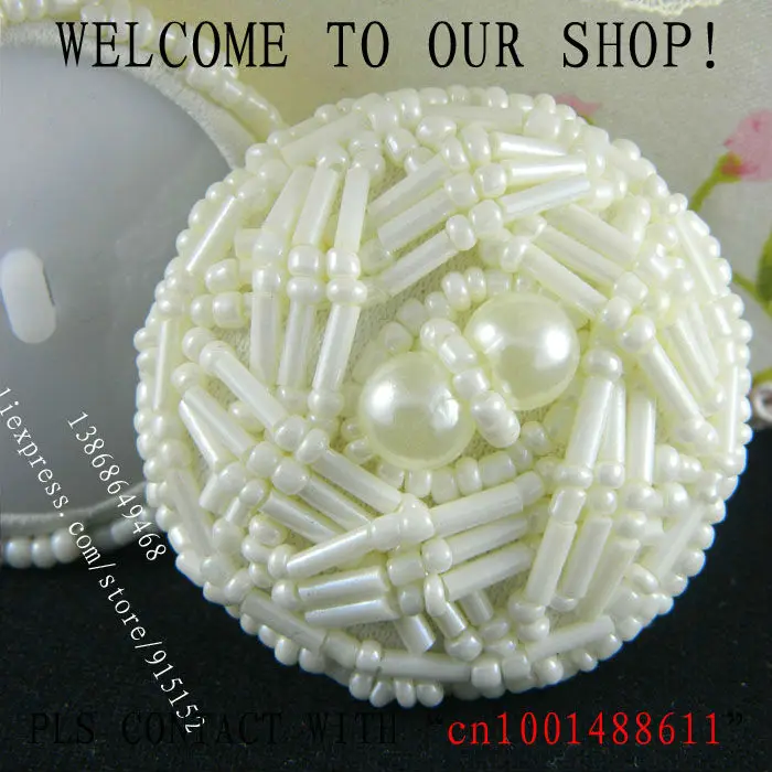 

Plastic Hand made Pretty Pearl Button, Diamante Button, Shank Button White 40MM Decorative coat dress 2 Pcs/lot Free shipping