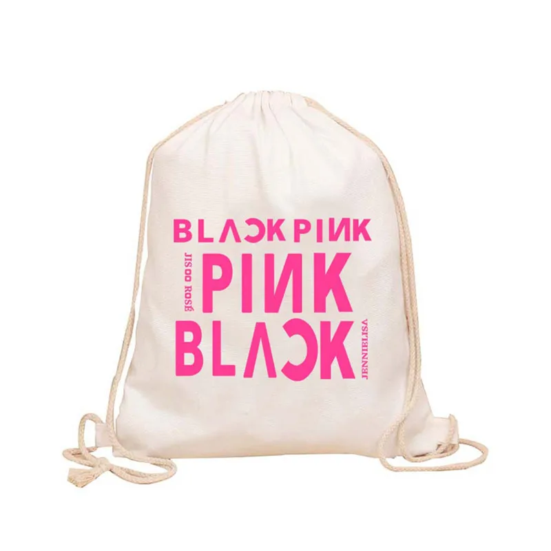 BLACKPINK холщовый рюкзак с кулиской унисекс студенческая мода школьные сумки Harajuku сумки на плечо
